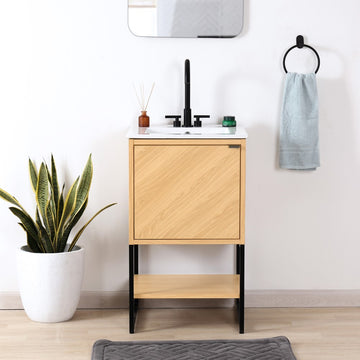 Juhl Chevron-Front Modern Minimalist 2-Shelf Bath Vanity Cabinet Only (Sink Basin Not Included) - JONATHAN Y